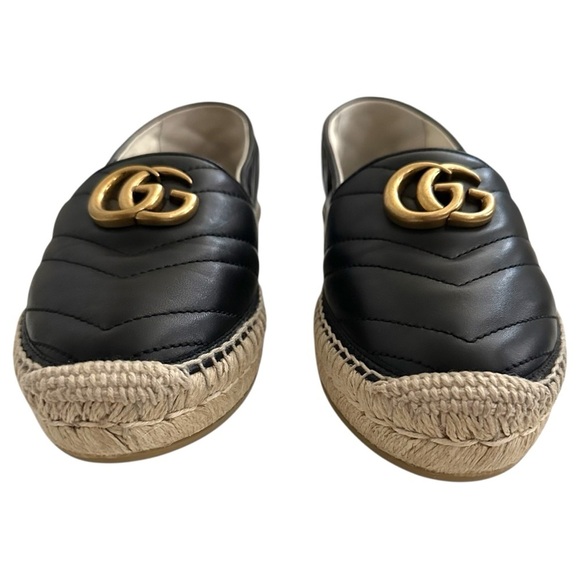 Gucci Nappa Quilted Charlotte GG Marmont Espadrilles in Black 37.5 | US 7.5 - Picture 3 of 16